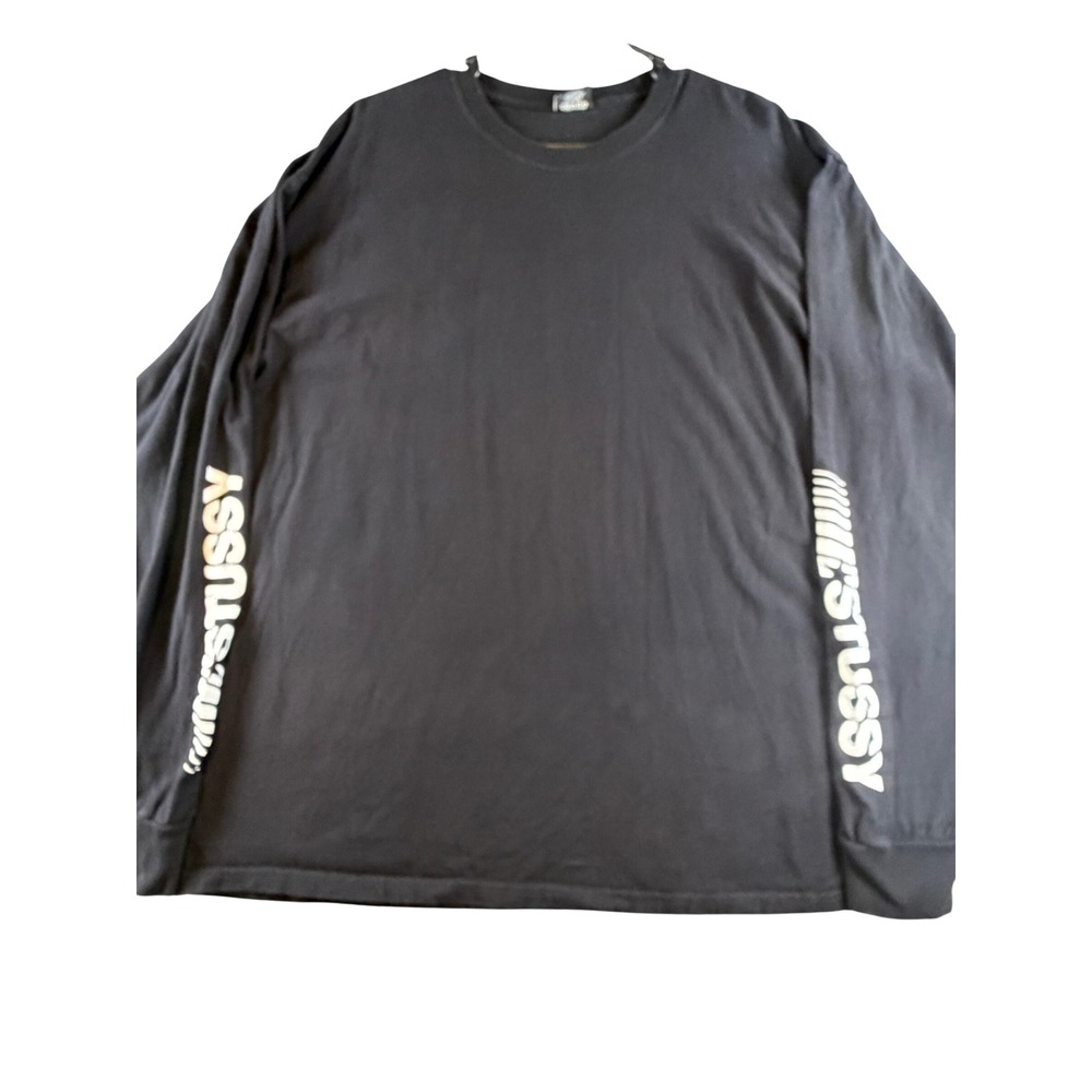 Stussy Mens Long Sleeve Logo Graphic T-Shirt Black XL Streetwear Skateboard